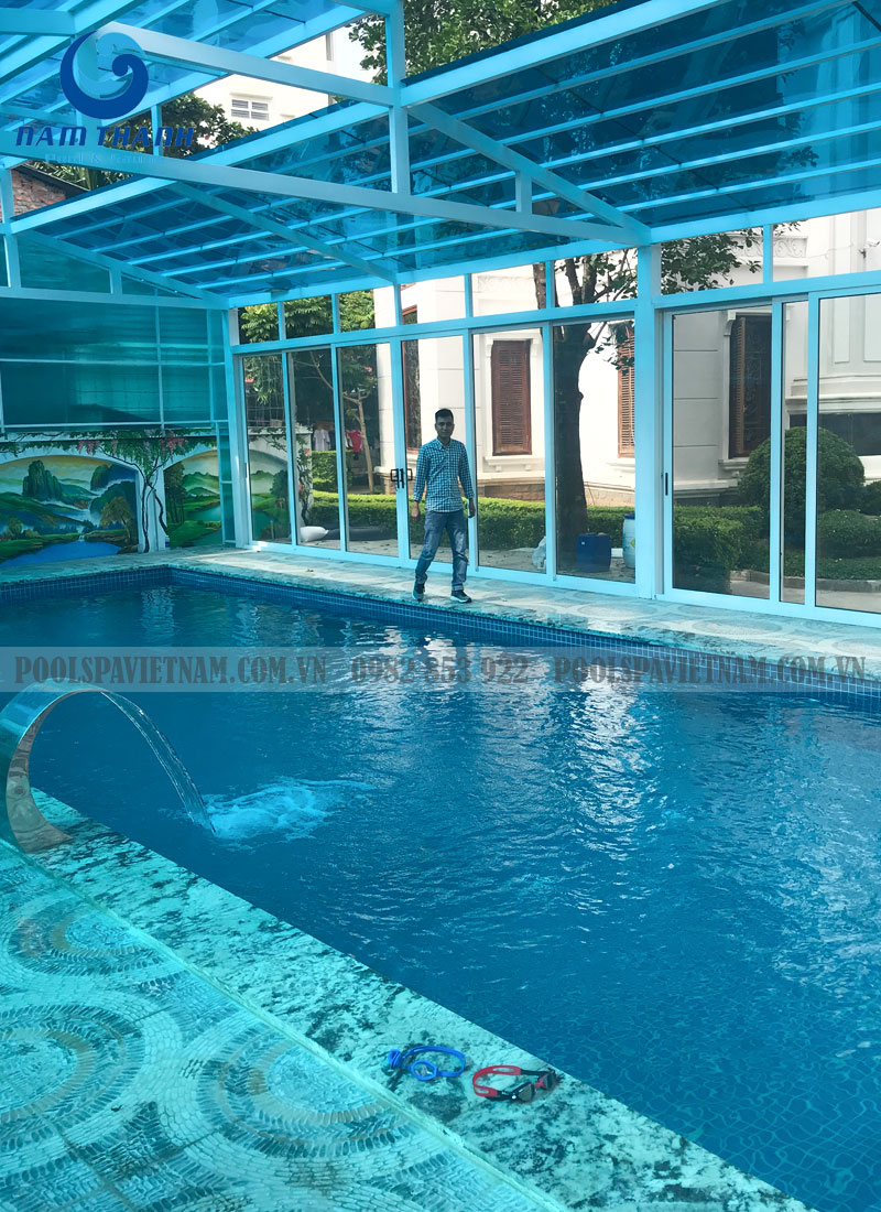 Nam Thành Pool & Sauna chảy thử và rà soát toàn bộ bể bơi trước khi bàn giao cho khách hàng