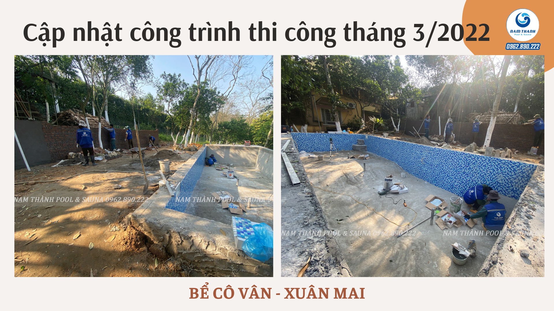 Cập nhật tiến độ 1 số công trình bể bơi tháng 12/2021 tại Nam Thành 18 5