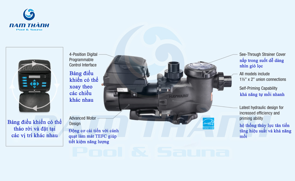 Máy bơm hồ bơi ly tâm Hayward W3SP2303VSP MaxFlo