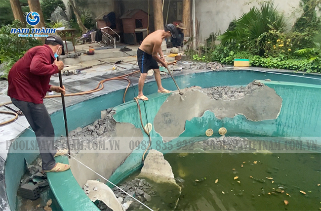 Dự án cải tạo bể bơi gia đình trong biệt thự phong cách Nhật tại Quy Nhơn