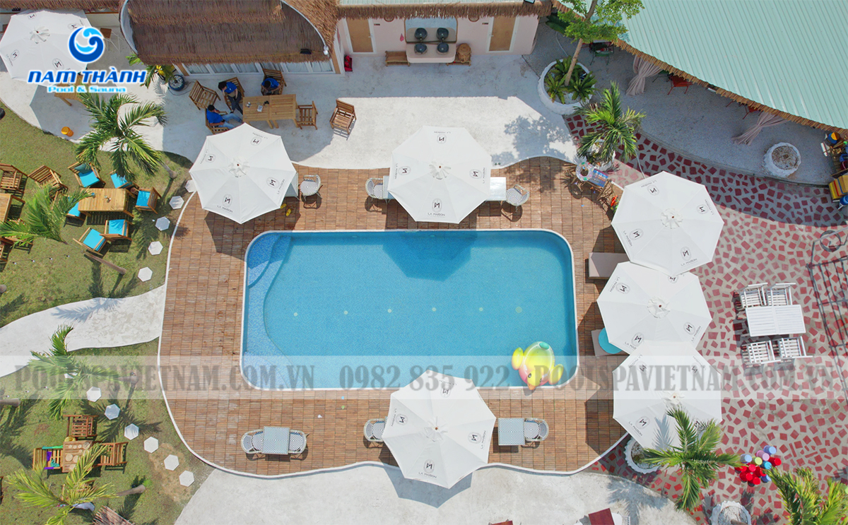 Dự án bể bơi kinh doanh kết hợp nhà hàng, cafe mang đậm phong cách Địa Trung Hải Tại Gò Dầu, Tây Ninh