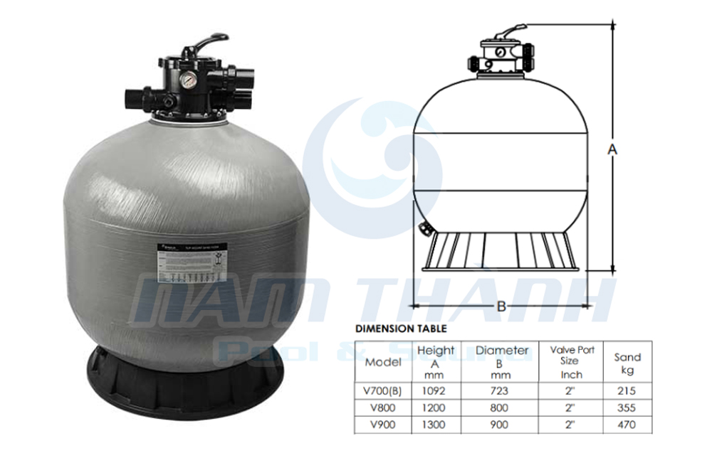 Bình lọc cát hồ bơi Emaux V900