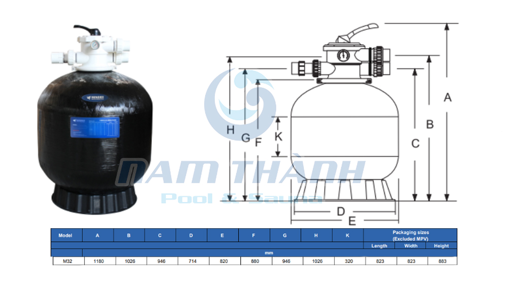 Bình lọc hồ bơi Minder M32