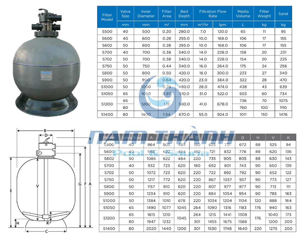Bình lọc cát bể bơi Waterco