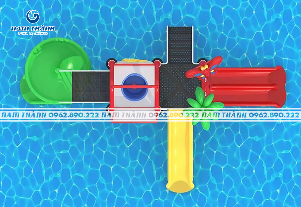 Cầu trượt nước bể bơi 3 làn - C01