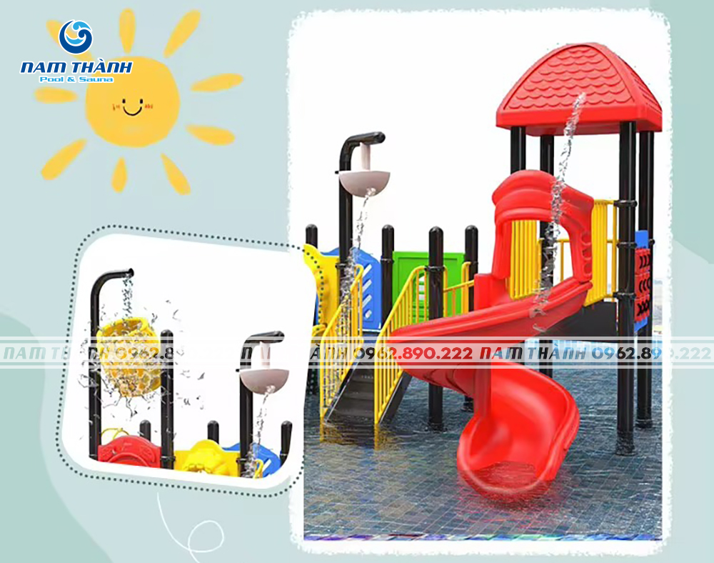 Cầu trượt nước bể bơi 3 làn - GD004