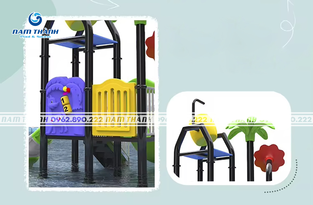 Cầu trượt nước cây xanh 2 làn cho bể bơi - CS29