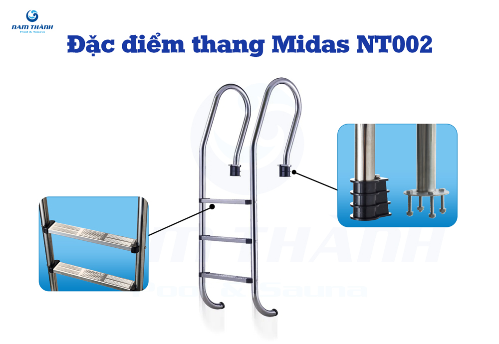 Cầu thang inox bể bơi Midas NT002 316 3 thang inox nt002 2