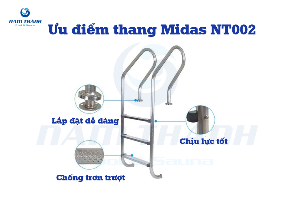 Cầu thang inox bể bơi Midas NT002 316 5 thang inox nt002 4
